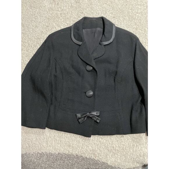 Vintage Monarch New York Women's Size Medium Imperial Twill Cropped Blazer Black - Picture 1 of 8